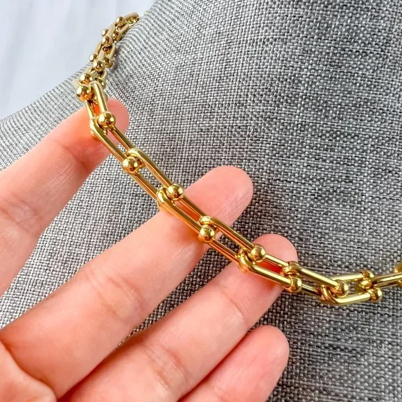 Gold Chunky Chain Necklace Thick Gold Chain Necklace U Chain Necklace Choker - Picture 5 of 8